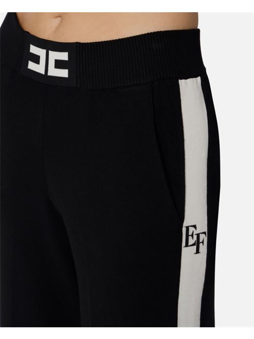 PANTALONE CON BANDE LUCIDE ELISABETTA FRANCHI | KP69S56E2EF3 Nero/Milk
